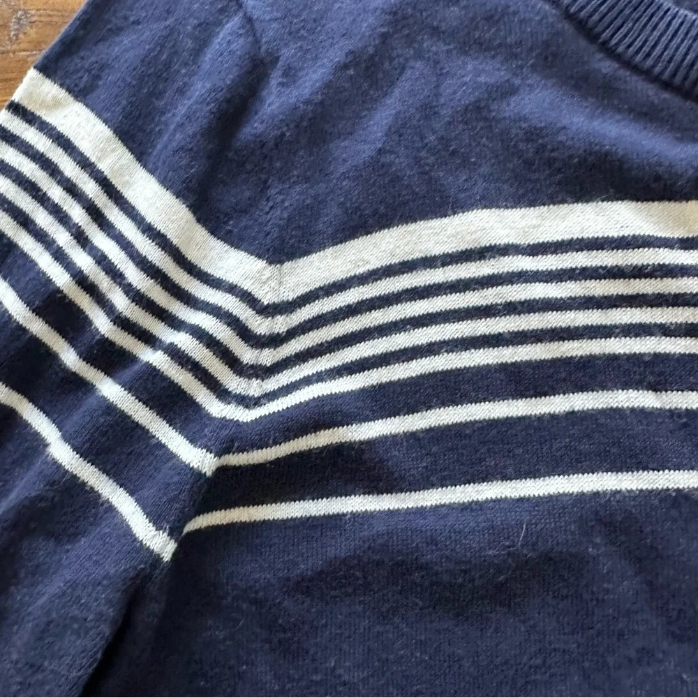 Halogen Navy White Striped Crewneck Sweater Women’s S
